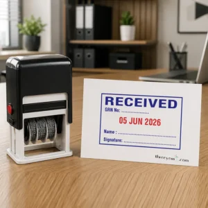 GRN Received Stamp, Self-Ink Type, Adjustable Date, Name, Signature