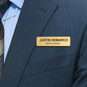 Custom Name Badge | Personalized Staff Name Badge with Name & Logo | Gold color