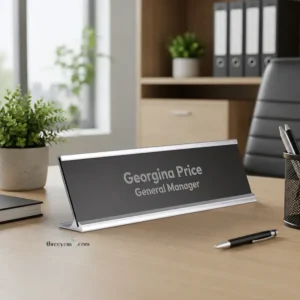 Custom Desk Name Plate Single side silver