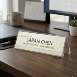 Custom Desk Name Plate Double Side | Acrylic | Office Table Name Sign 1