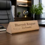 Custom Desk Name Plate Double Side Wooden