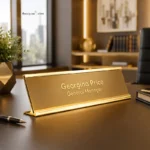 Custom Desk Name Plate Double Side Wooden