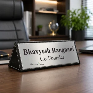 Custom Desk Name Plate Single side Leather