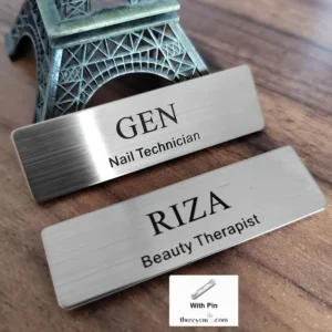 Engraved Aluminium name Badge pin