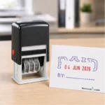 Paid Stamp, Date Adjustable with Signature Line, Self-inking 2