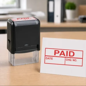 Paid Stamp with Date and Cheque Number Column, Self-Inking